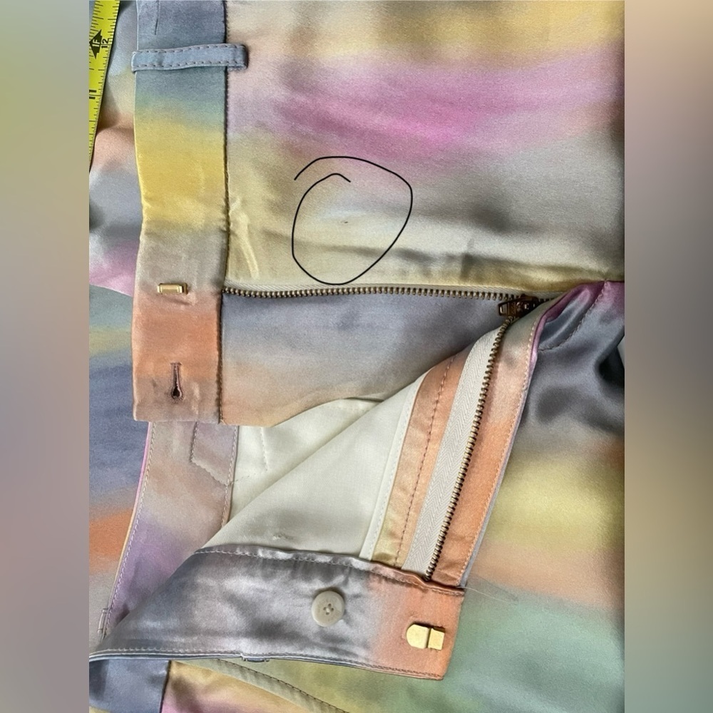 Sies Marjan Willa Printed Satin Cropped Pant Rainbow Watercolor 6 iridescent - Picture 12 of 14